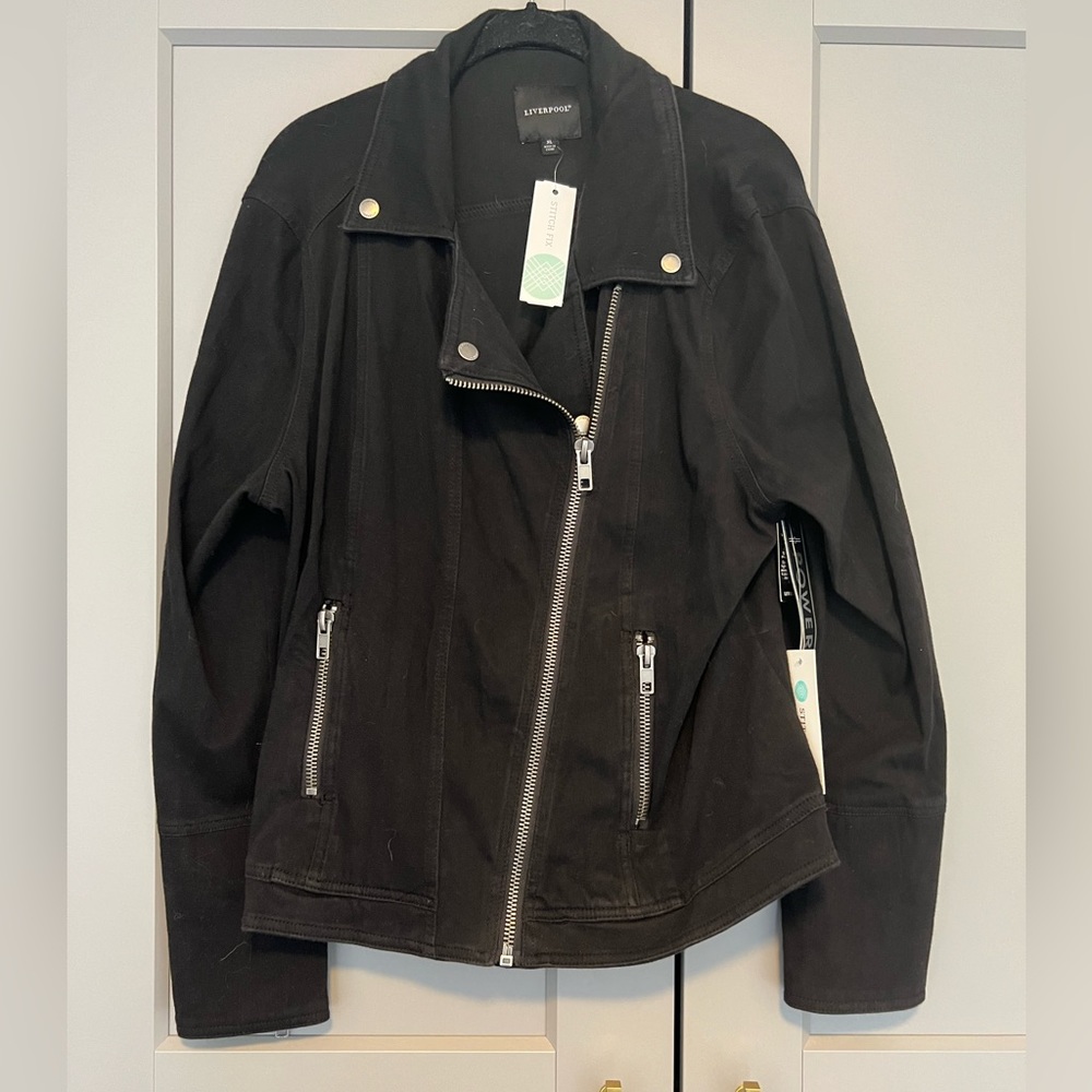 Nwt Liverpool size xl stretch denim motor cycle jacket